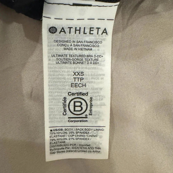NWT Athleta Ultimate Textured Bra D-DD+ in Static Black - Picture 4 of 7